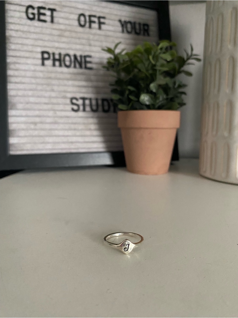 James Avery Silver 'J'  Ring